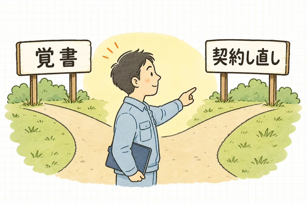 「軽微な変更は覚書」「相手が変わるなら契約し直し」の分かれ道を確かめる産廃の契約担当者