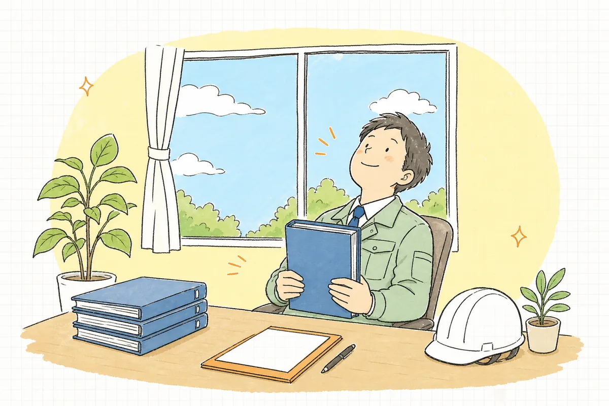 覚書を交わし終え、元の契約書と一緒にファイルへ綴じてほっと一息つく産廃の契約担当者