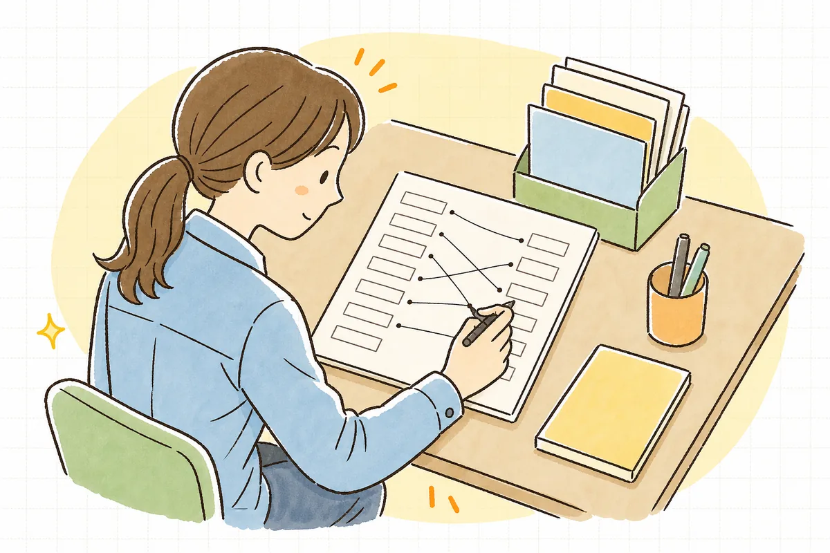 一次マニフェストの番号と二次マニフェストの番号を一行ずつ対応させて書き並べた管理表のイメージ