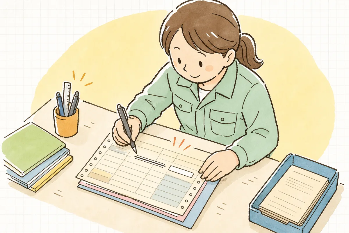 誤った数量を二重線で消して正しい数字を書き添える、紙マニフェストの訂正のイメージ