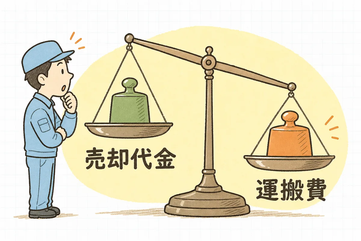 売却代金と運搬費を天秤にかけ、どちらが重いかで有価物か廃棄物かを見分ける産廃の担当者